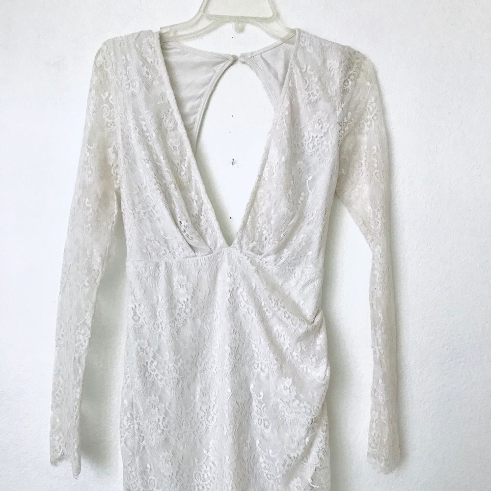 White lace mini skirt dress